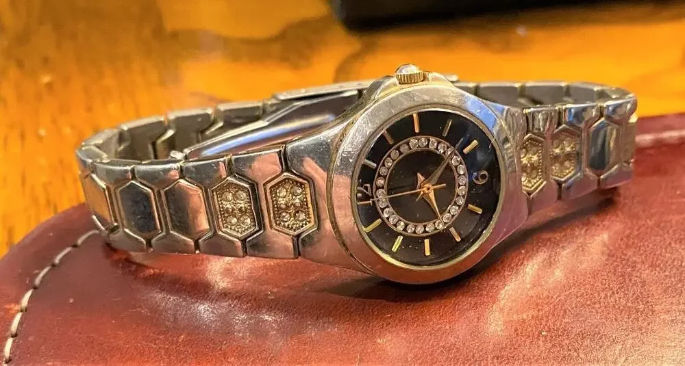 Women's 28mm Silver tone Watch with Crystal Accents